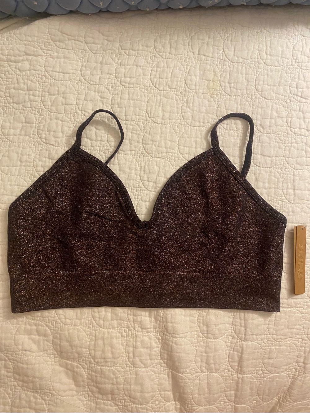 SKIMS Shimmery Bralette in Dark Brown